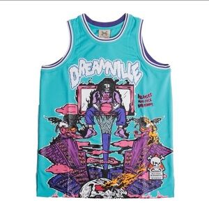 Unisex NWT BRAND X J. Cole Dreamville Graphic Jersey in Teal Blue, Size Small